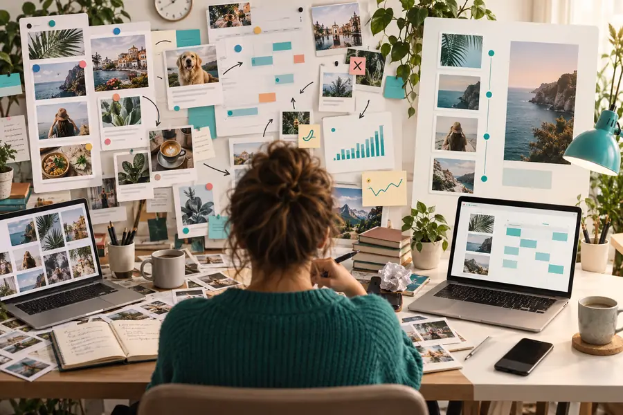 Überladene Vergleichsoberfläche für Social-Media-Publishing